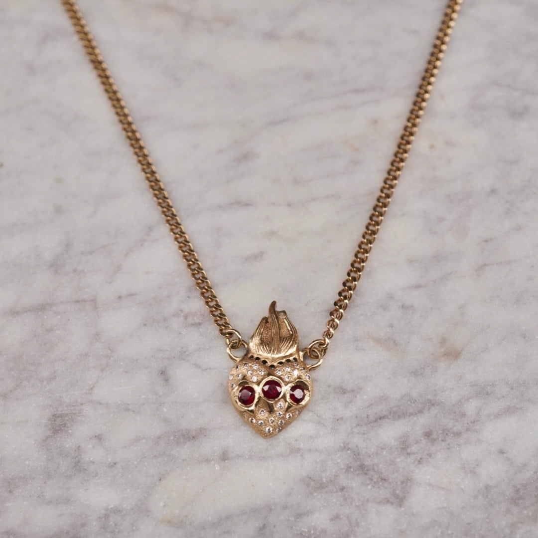 14K Gold Adorned Sacred Heart Necklace