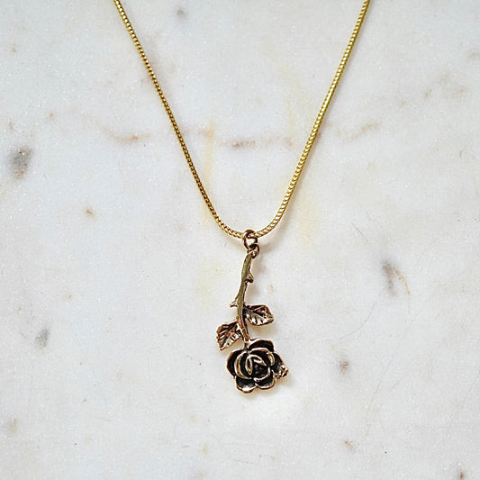 14k Yellow Gold Rose Necklace