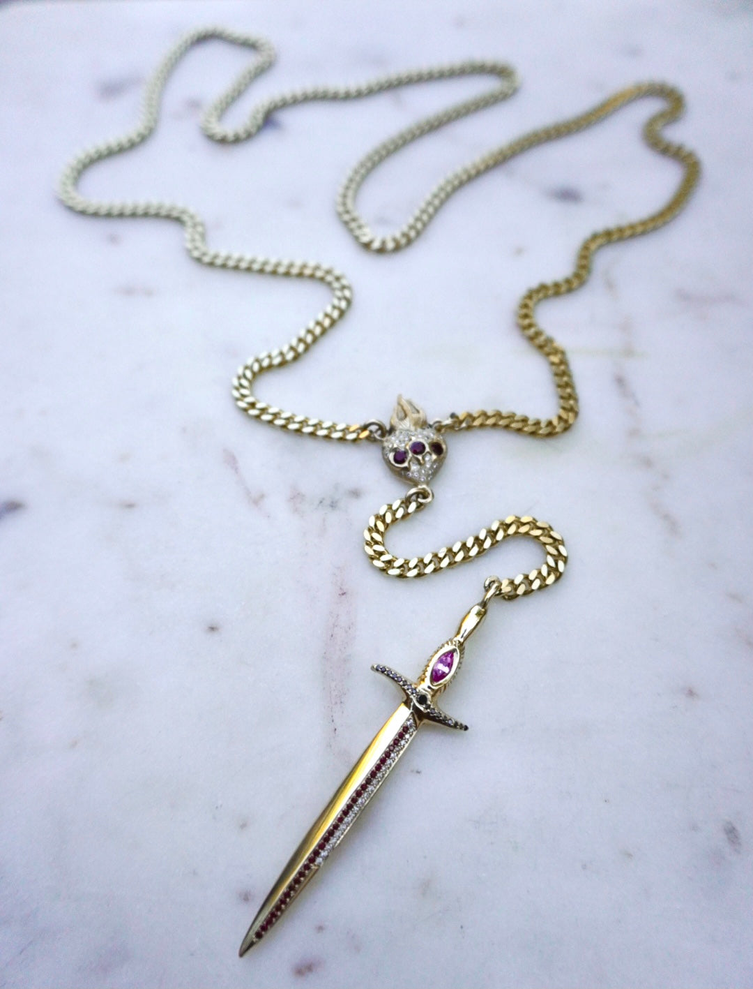 Gold Dagger Knife Charm Pendant Necklace (10k, 14k, yellow, white, rose gold)  – Karma Blingz