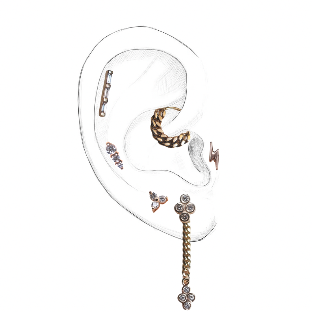 Baguette Diamond Bar Threadless Earring